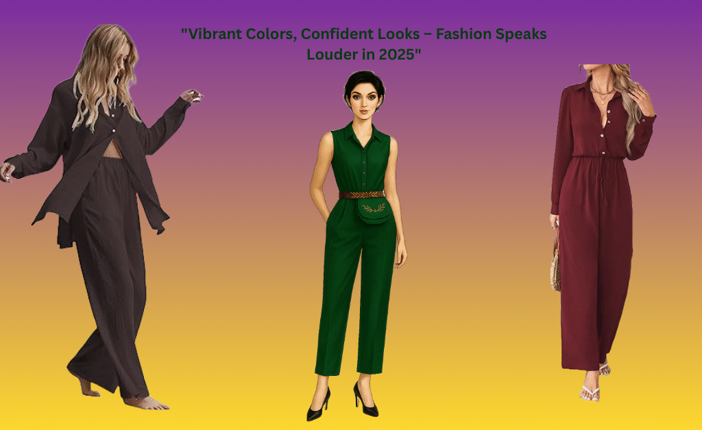 Top trending dresses for women 2025 – modern jumpsuit in bold colors.
