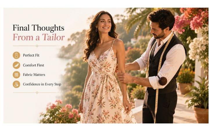 Sundresses for Women perfectly fitted by a professional tailor to improve comfort, confidence, fabric selection, and overall style.
