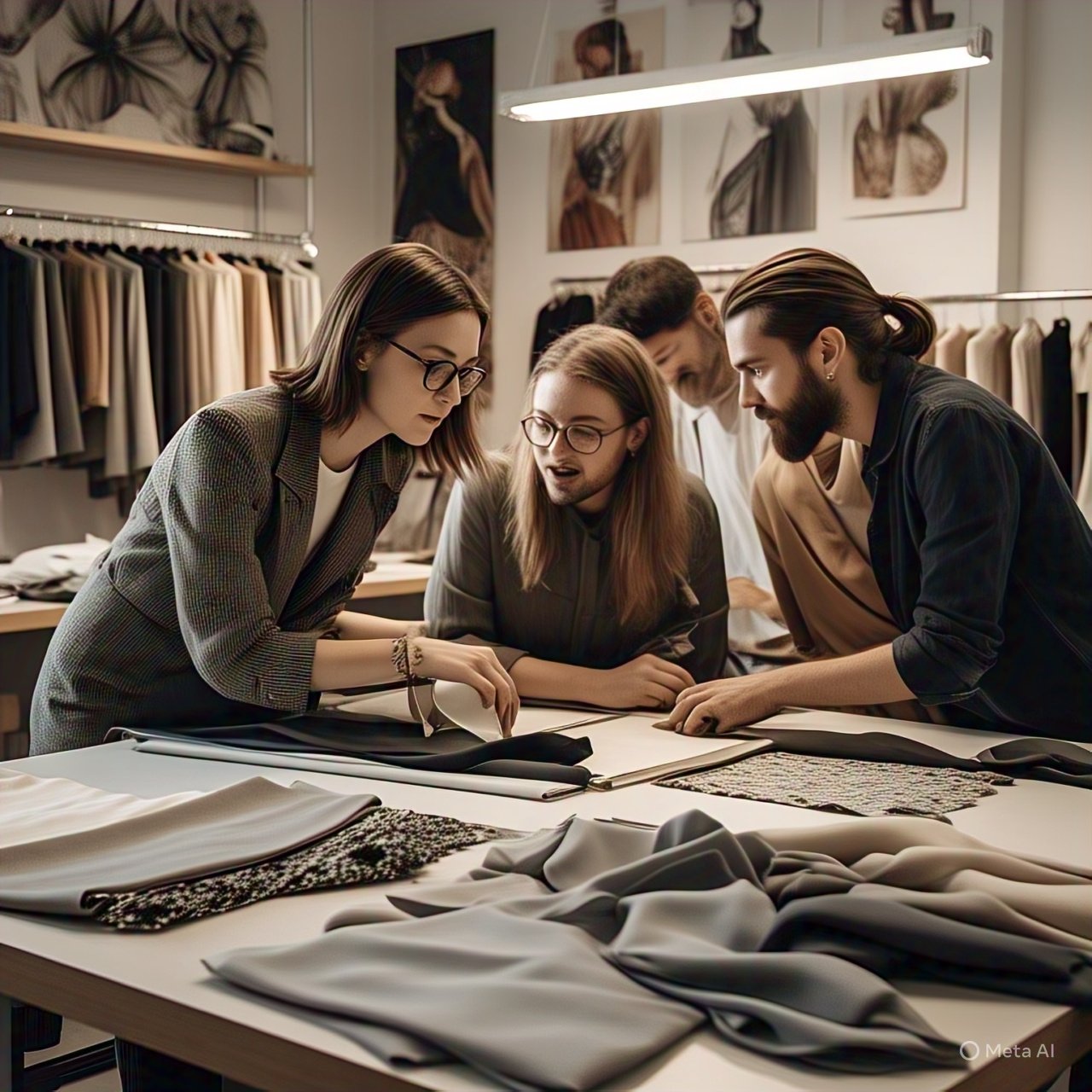 Creative fashion team working on digital tailoring projects at My Tailor Studio