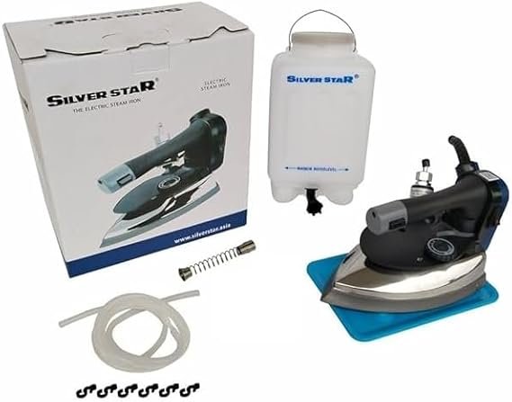 silver star es300l gravity feed professional steam iron with water bottle