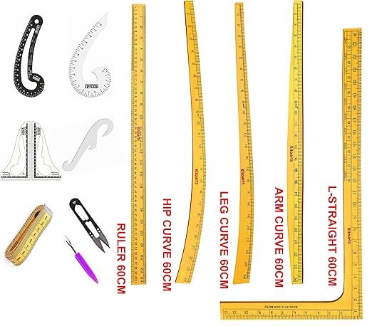 wooden tailoring scale set 5 type pattern ruler curve straight hip line 36cm