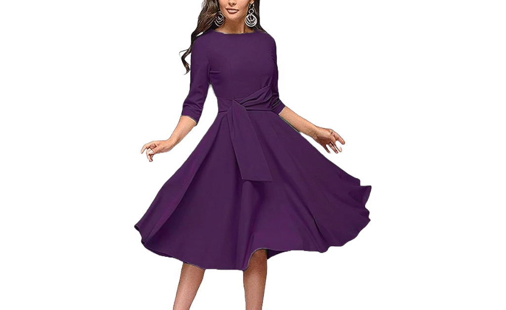 "Elegant women’s dresses in bold purple and jewel tones, including maxi gowns, party outfits, and casual sundresses – 2025 fashion trends."
