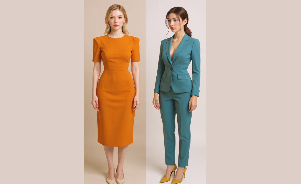 Understanding female body shapes with proper fit showing how correct tailoring improves proportions, comfort, and confidence