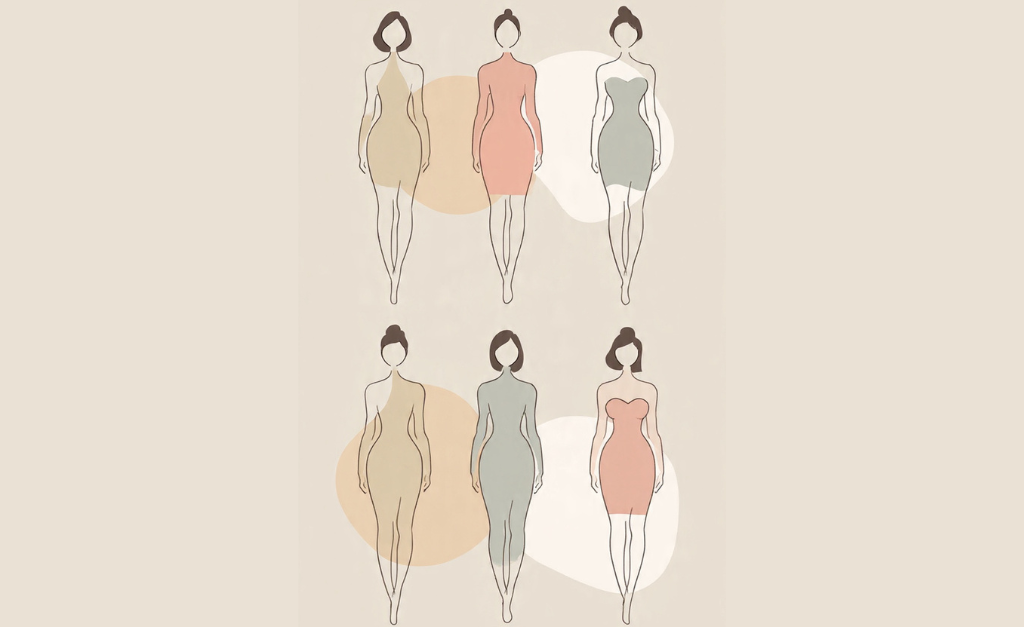 Understanding female body shapes helps illustrated with different body types wearing well-fitted clothes