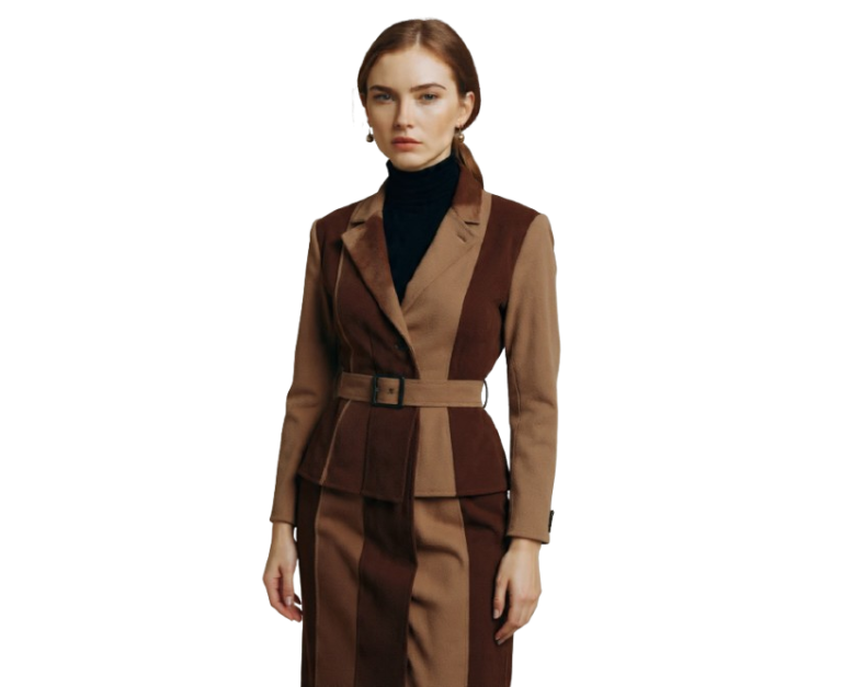 Rectangle body shape winter dress with waist-defining silhouette