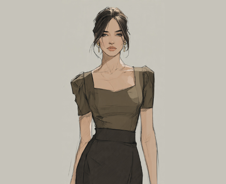 Pear body shape clothes guide showing structured upper body top and balanced straight-cut bottom for better proportions