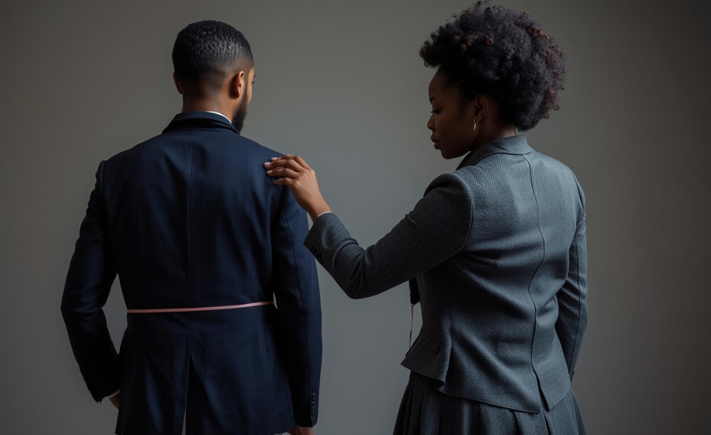 Fashion trends adjusted by a professional tailor to improve fit, balance, and comfort on real bodies
