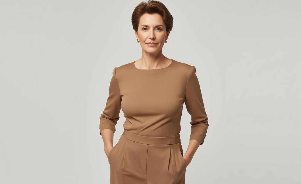 Apple body shape for women wearing balanced and well-fitted clothing designed for comfort, confidence, and natural body proportions