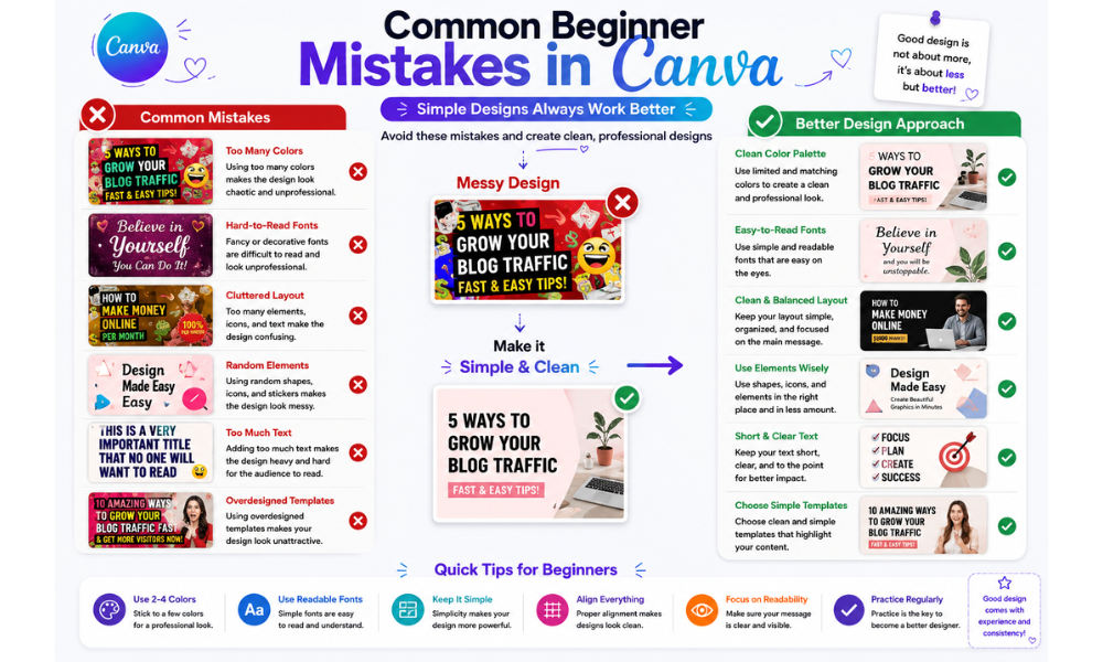 Common beginner mistakes in Canva design