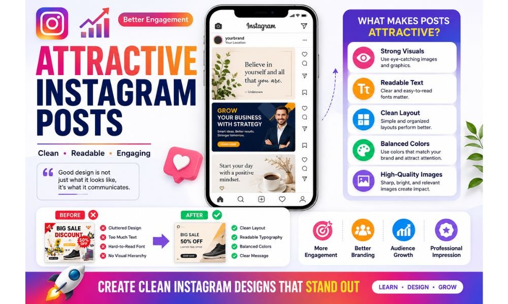 How to design Instagram posts in Canva using clean layouts, readable typography, balanced colors, strong visuals, and beginner-friendly Instagram branding strategies.
