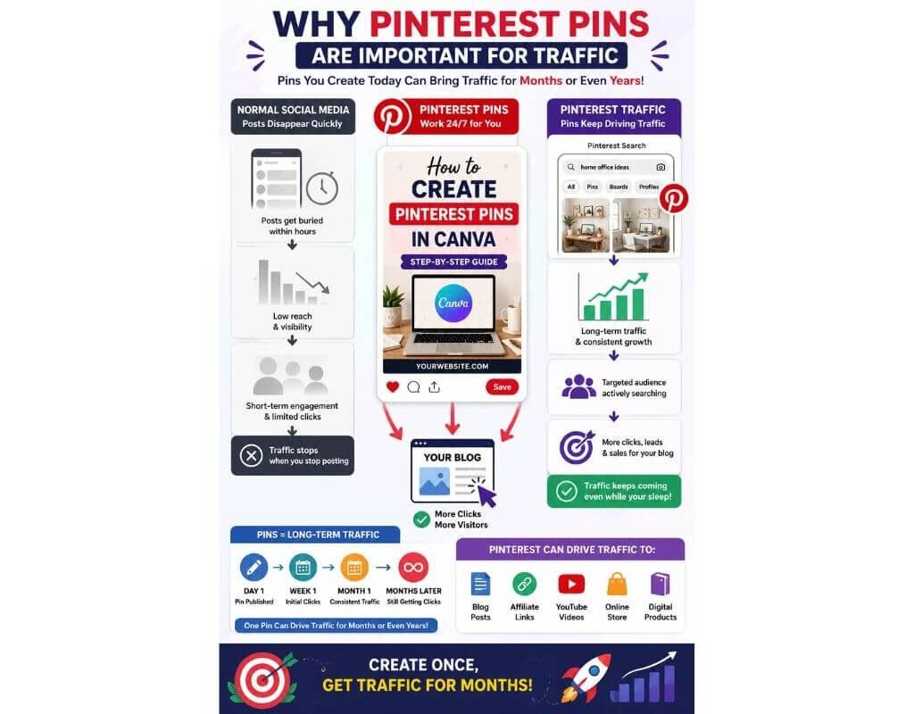 How to create Pinterest pins in Canva to increase blog traffic and long-term Pinterest visibility
