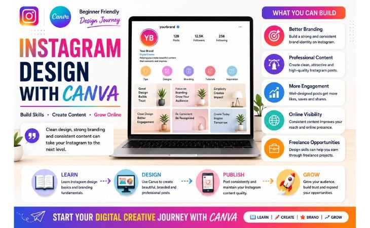 How to design Instagram posts in Canva using clean branding, professional layouts, consistent Instagram visuals, and beginner-friendly Canva design workflows.