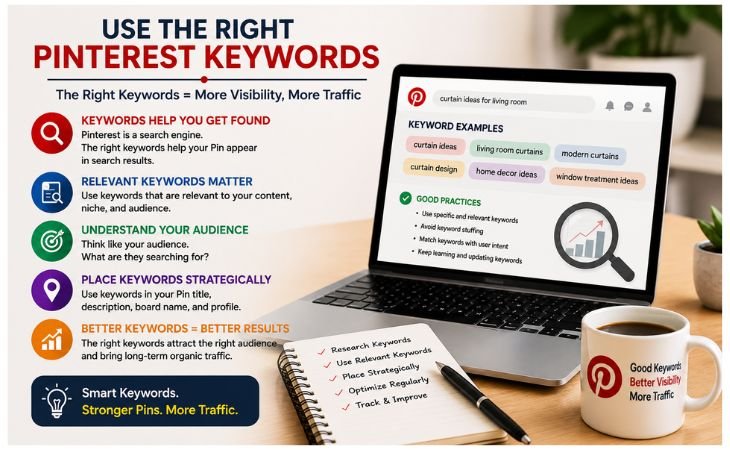 What Makes a Good Pinterest Pin showing how high-quality images improve Pinterest SEO, attract more clicks, increase website traffic, and create a professional Pinterest marketing strategy.