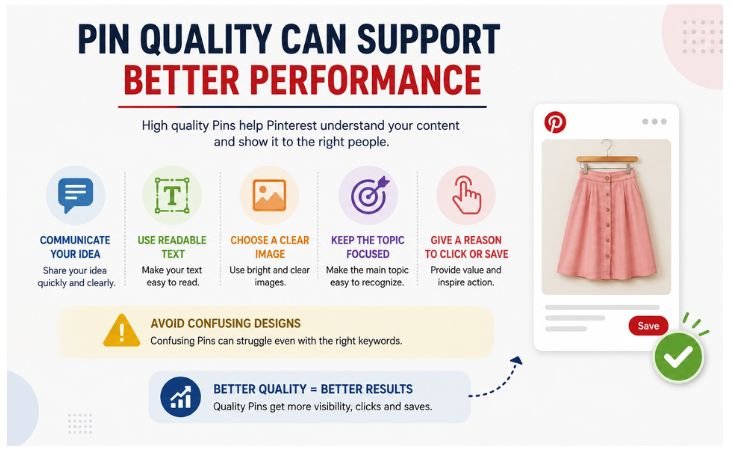 How Pinterest Search Algorithm Works with quality Pins that use readable text clear images focused topics and useful content.