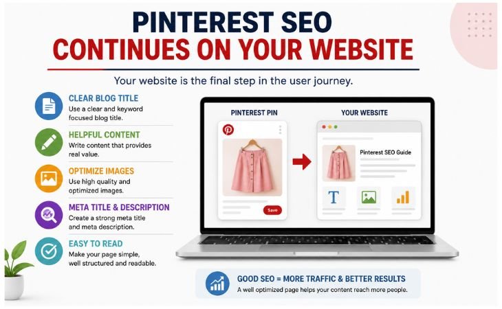 How Pinterest Search Algorithm Works with website SEO including helpful content optimized images and clear page information.